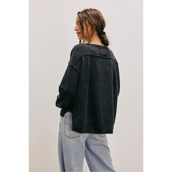 Free People Total Eclipse Long Sleeve Tee Black - Picture 3 of 10